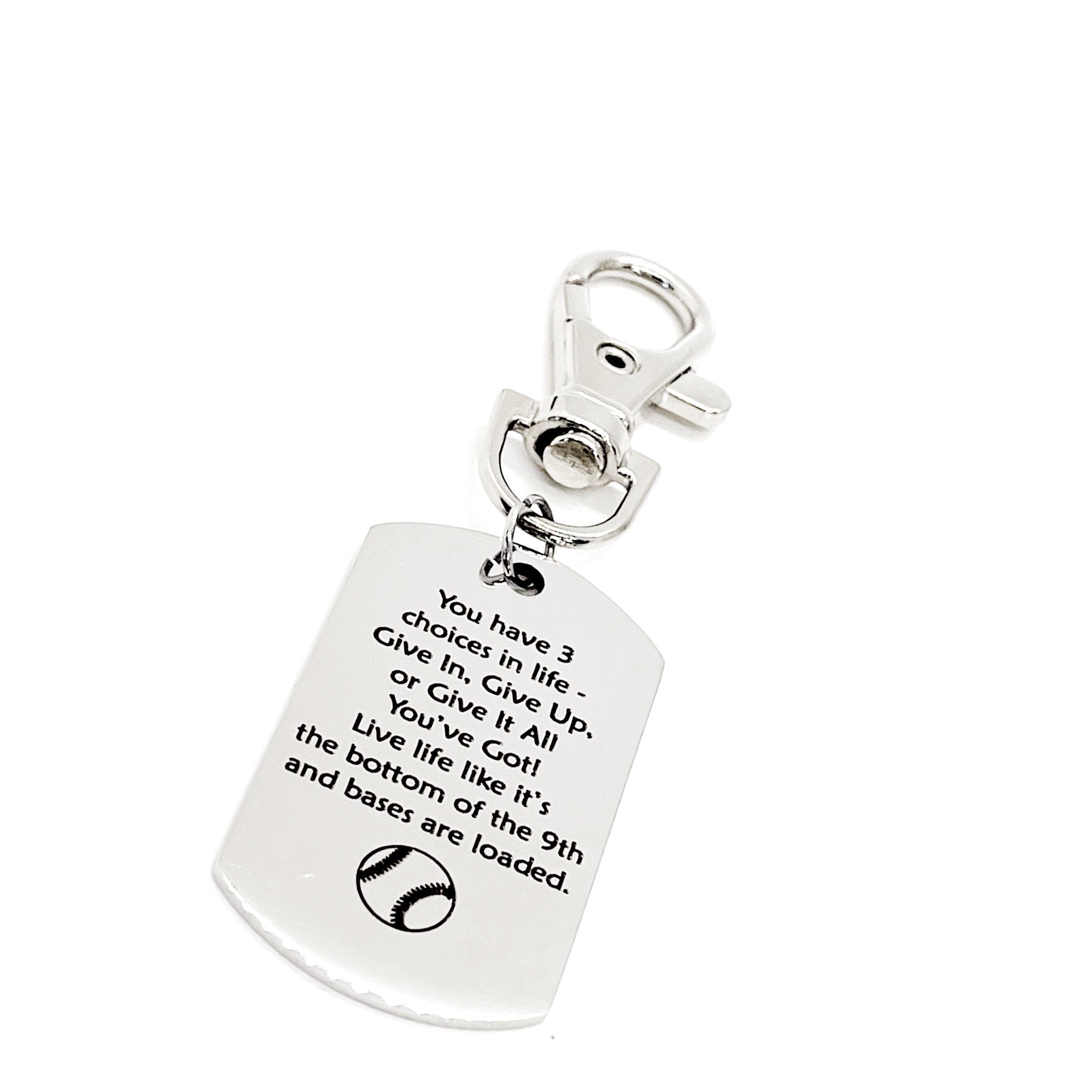 Athlete Gift, Three Choices Clip On Charm, Baseball Player Gift, Baseball Quote, Baseball Gift, Son Gift, Bat Bag Charm, Baseball Team Gifts