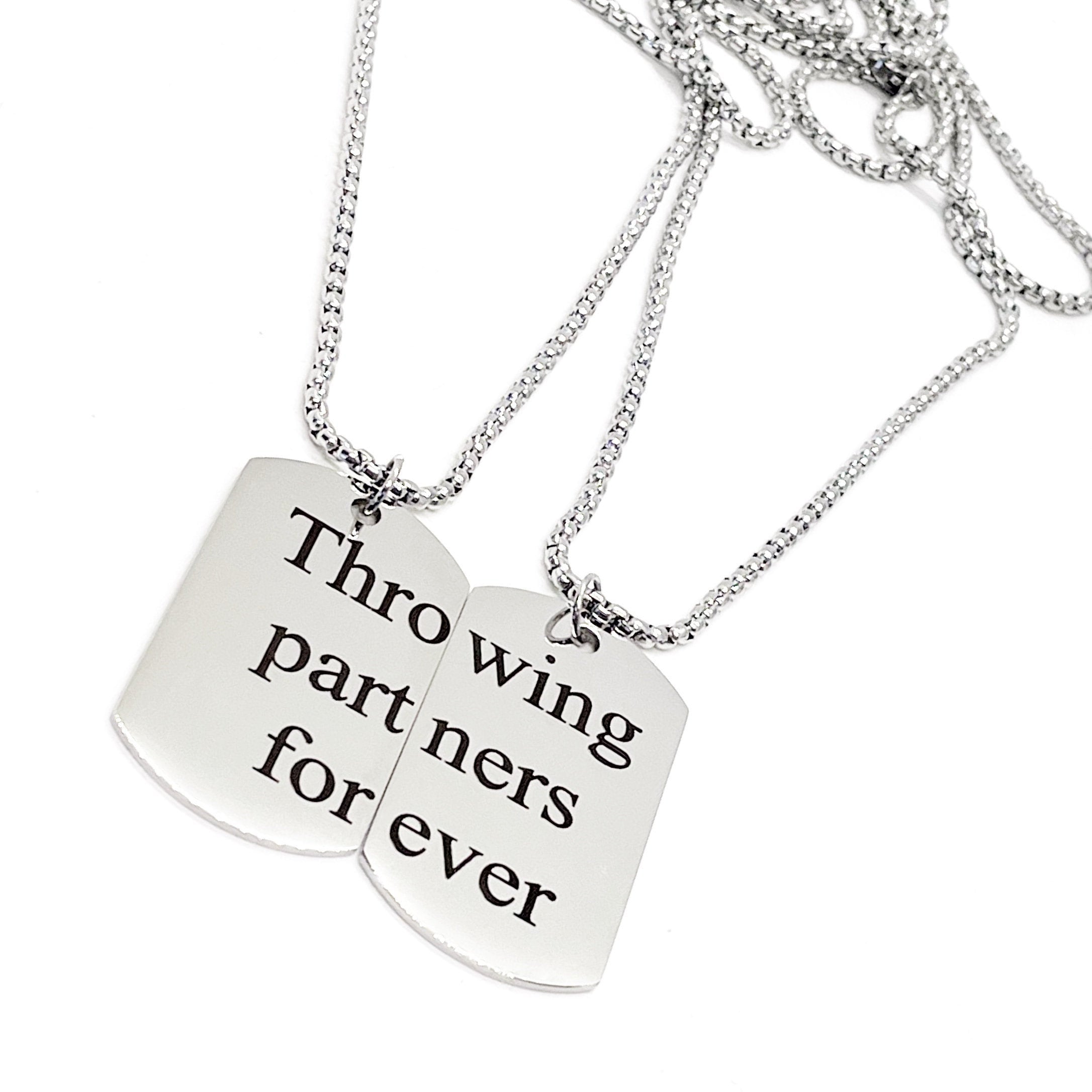 Throwing Partners Forever Necklace Set, Baseball Player Gift, Father Son Gift, Softball Necklaces, Pitcher Catcher Necklaces, Graduation
