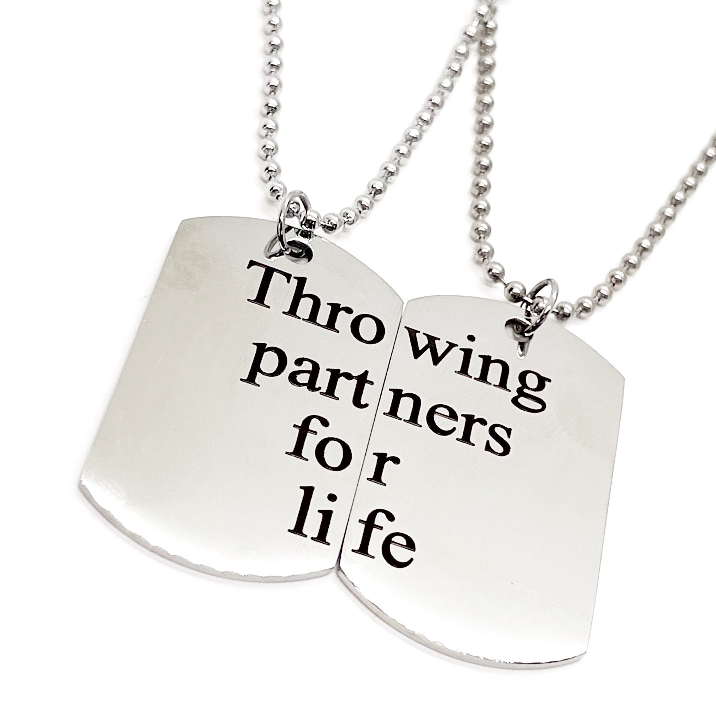 Throwing Partners For Life Necklace Set, Baseball Player Gift, Father Son Gift, Softball Necklaces, Pitcher Catcher Necklaces, Graduation