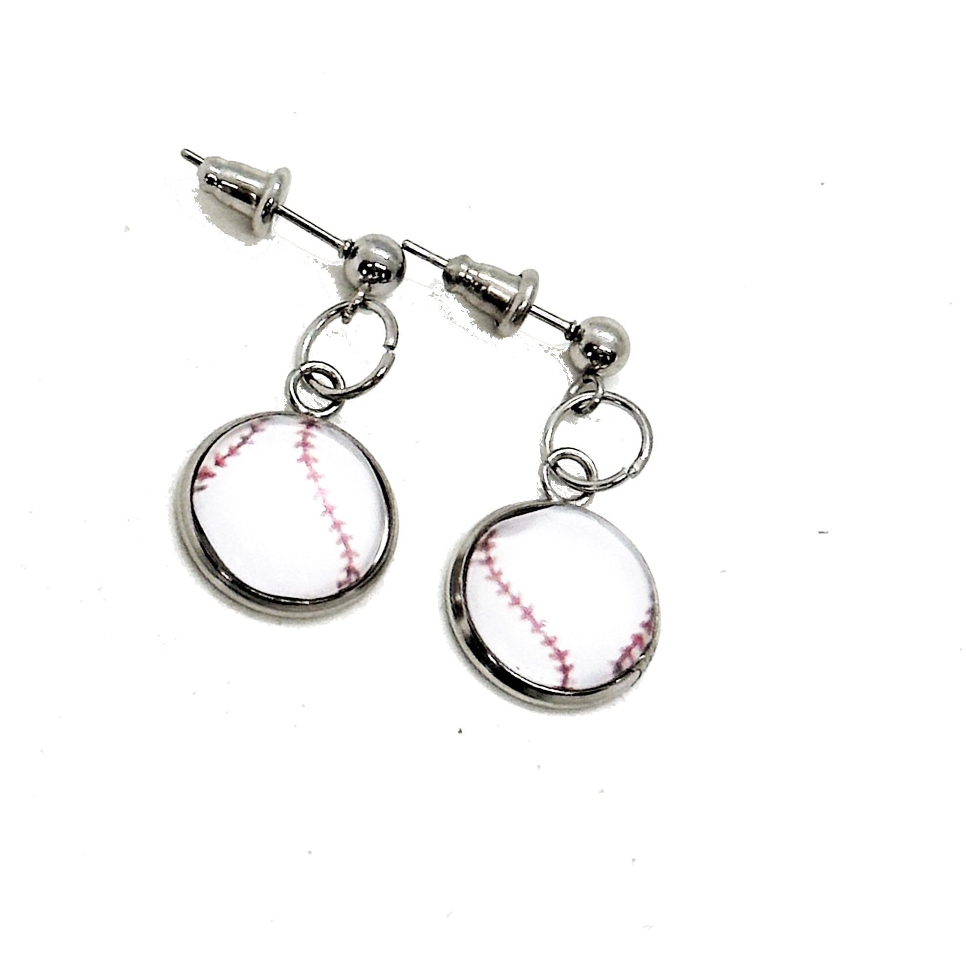 Baseball Cabochon Earrings, Baseball Mom Gifts, I Love Baseball Earrings, Baseball Fan Jewelry Gifts, Baseball Girlfriend Gifts