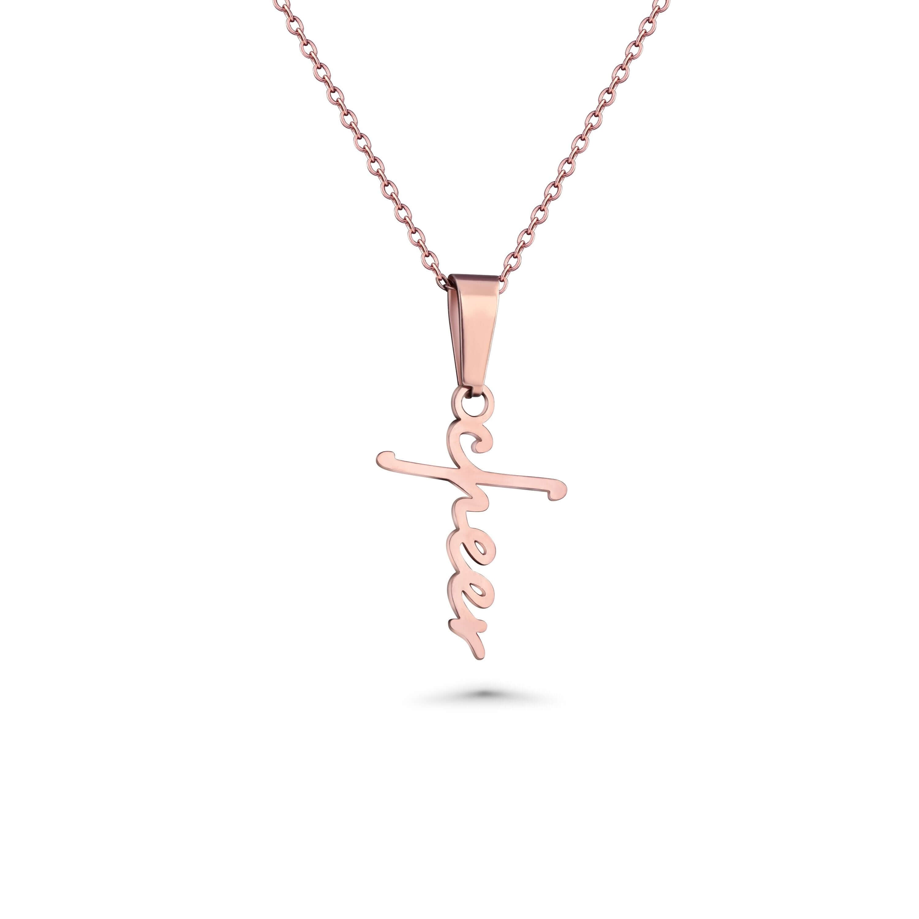 Cheer Script Cross Necklace