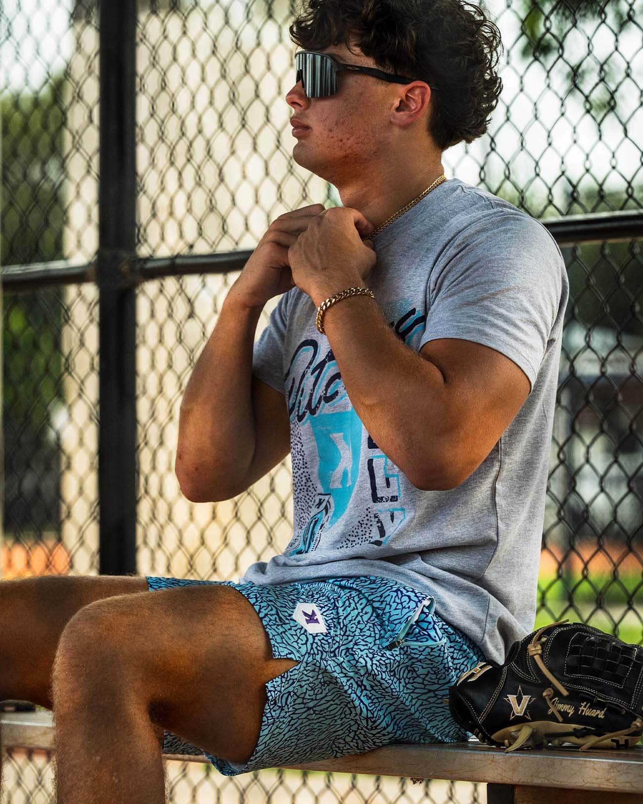 Aqua/Purple Elephant Print Training Shorts