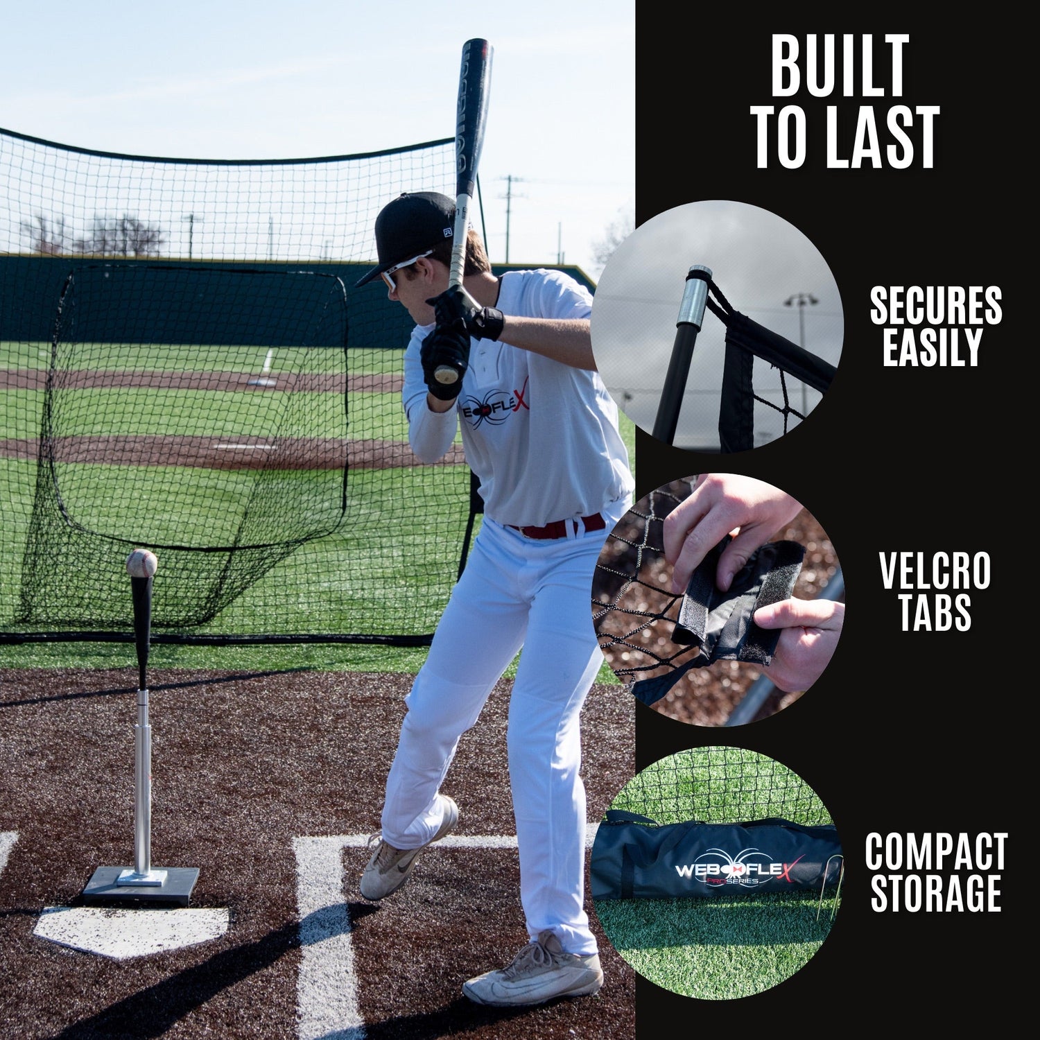 Web Flex Sports Spider Series Sock Net and Tee being hit by a baseball player