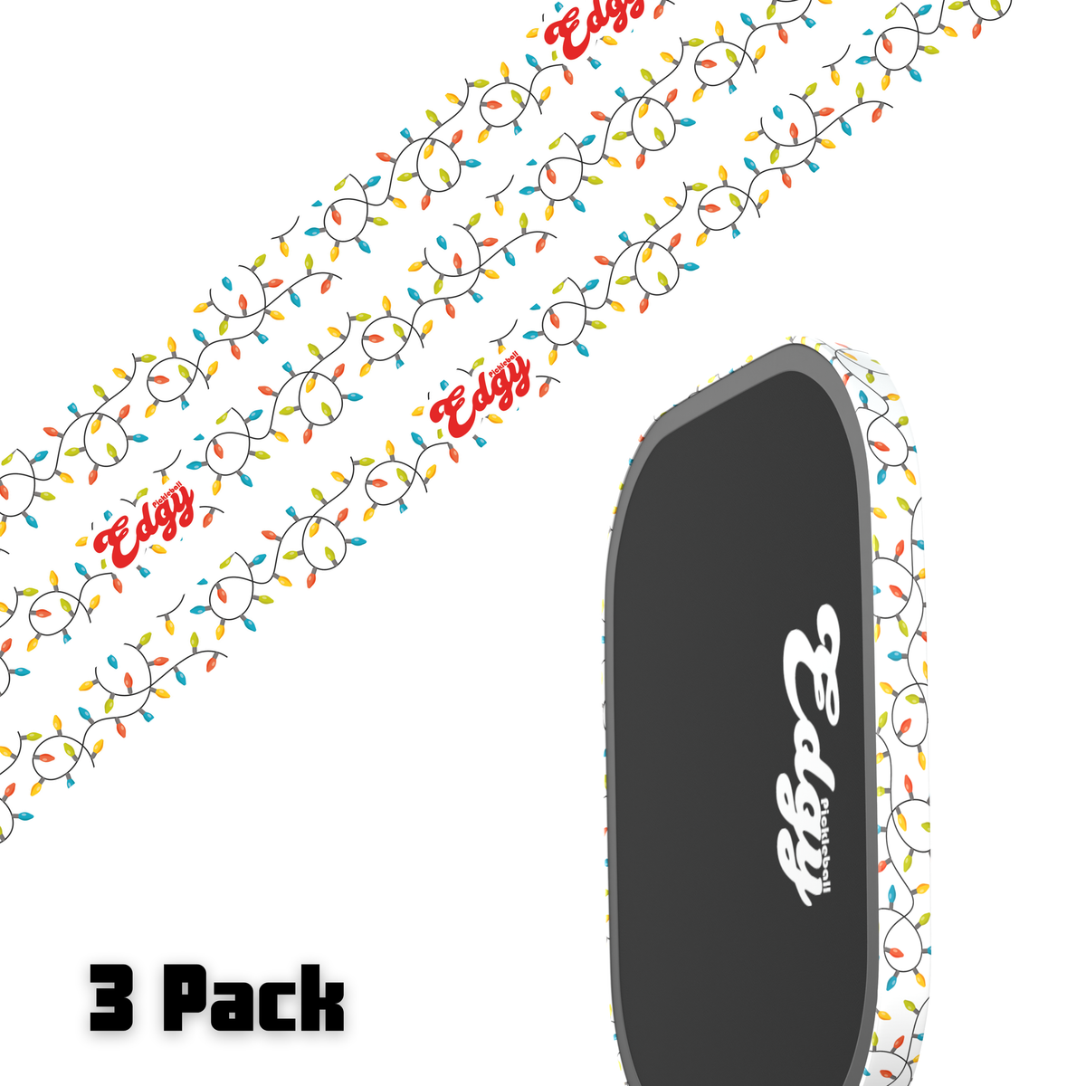 Christmas Lights Edge Tape (3 pack) - Pickleball Paddle Edge Tape