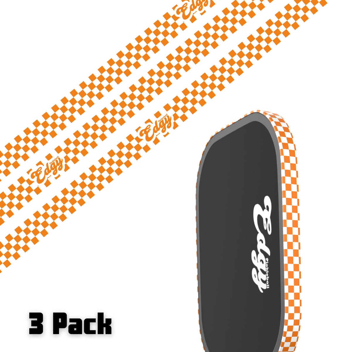 Orange Checkers Edge Tape (3 pack) - Pickleball Paddle Edge Tape