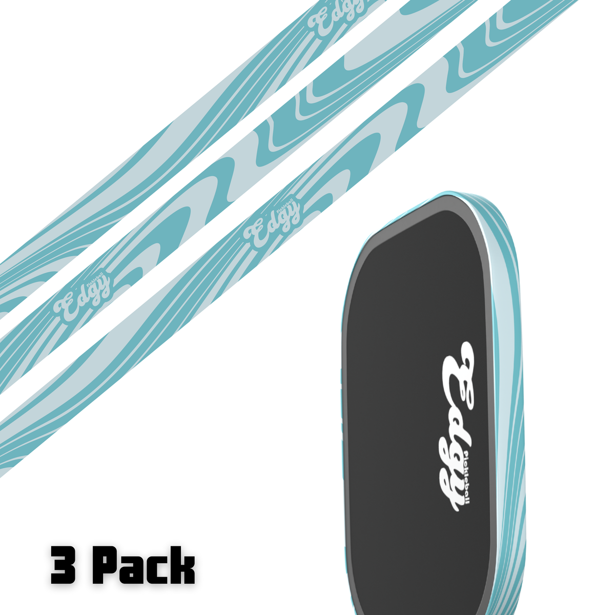 Groovy Aqua Edge Tape (3 pack) - Pickleball Paddle Edge Tape