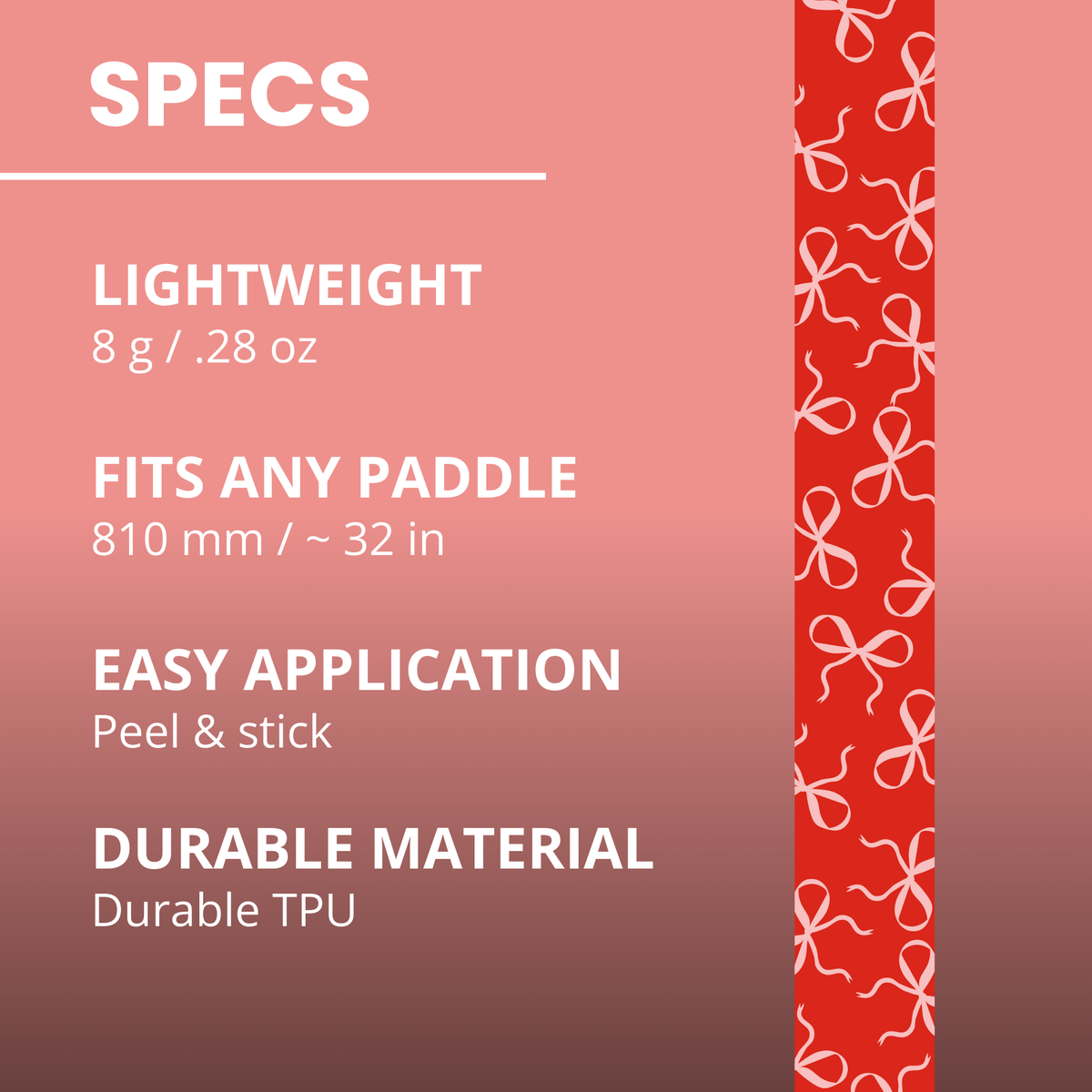 Pink Bows Edge Tape (3 pack) - Pickleball Paddle Edge Tape