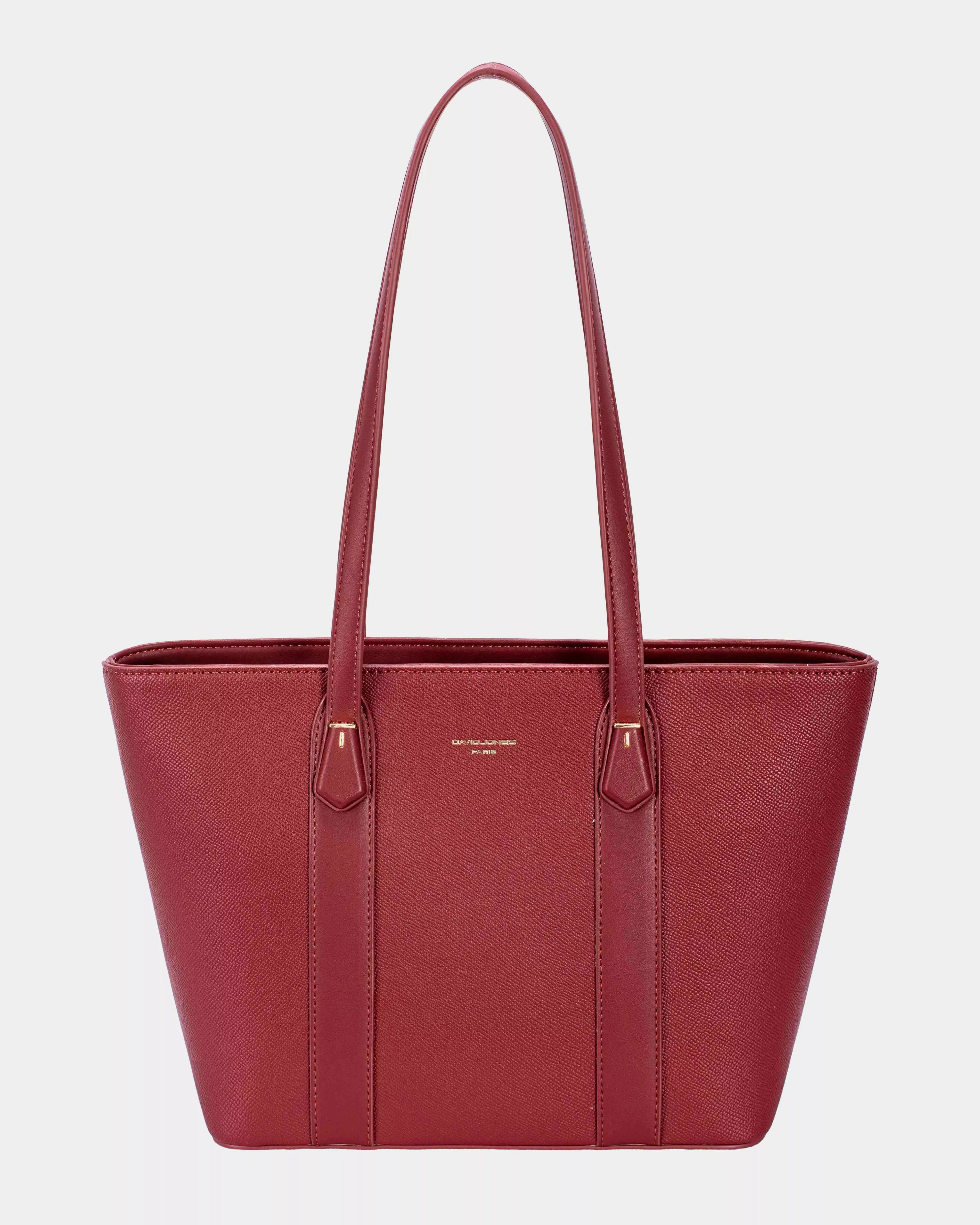 David Jones Leather Tote Bag with Gold Hardware