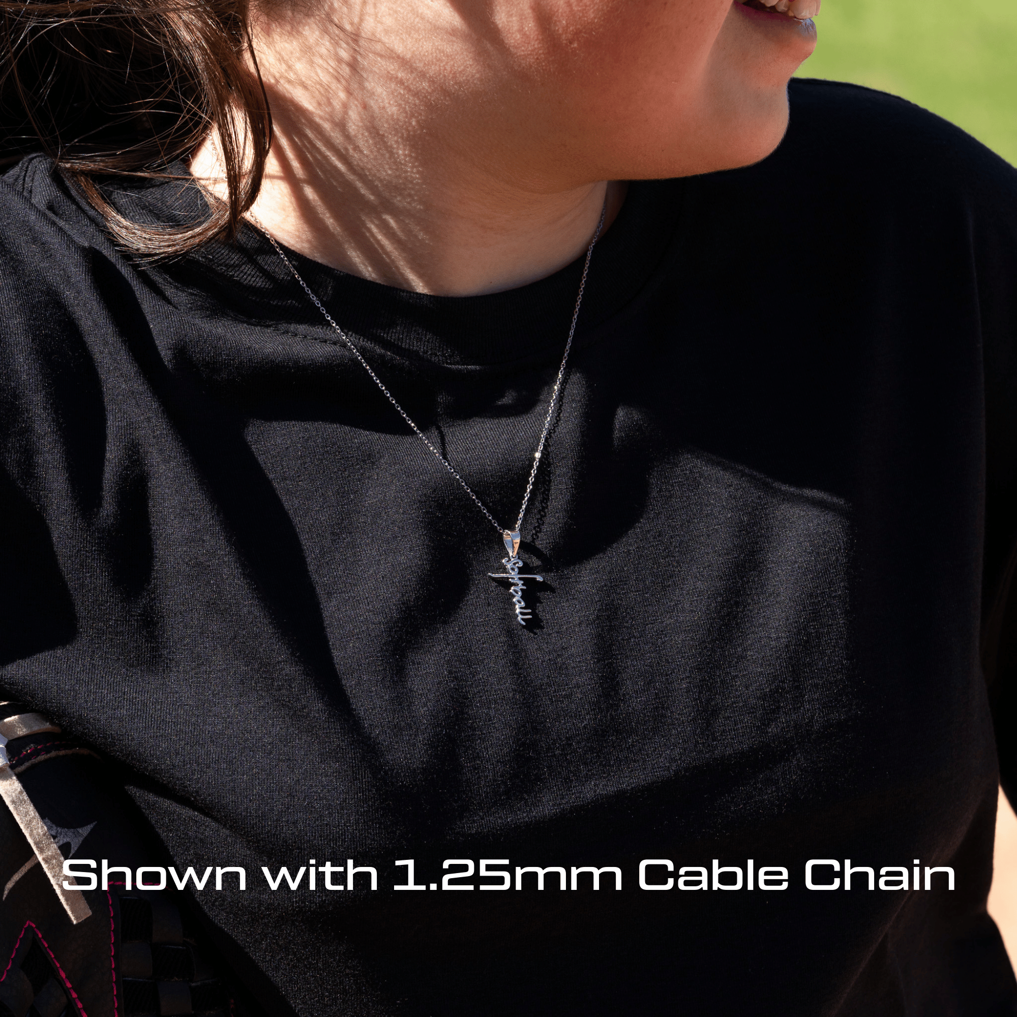 Softball Script Cross Necklace