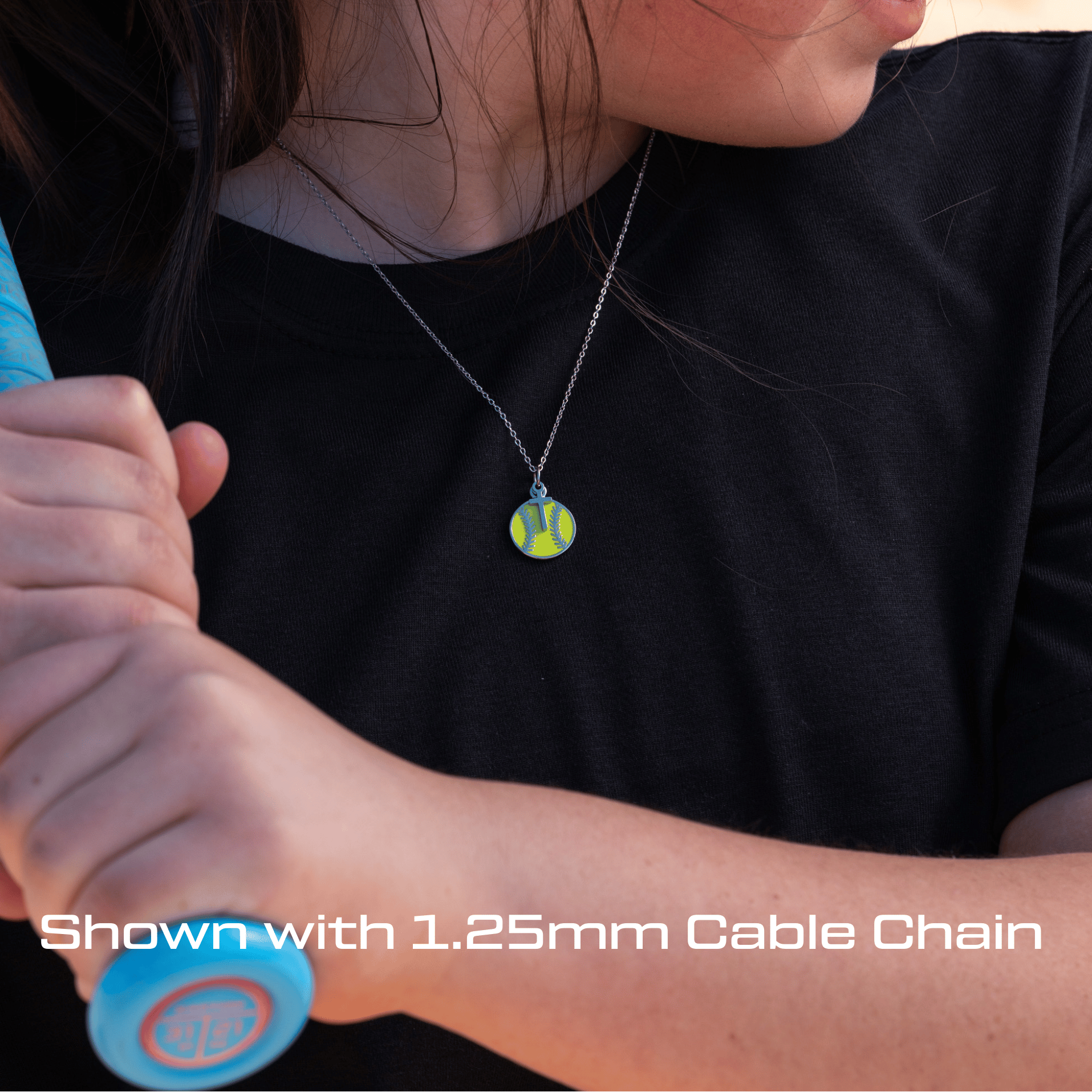 Softball Dangle Cross Necklace