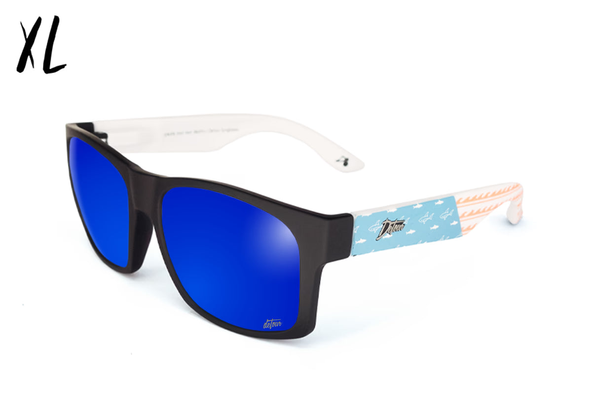 Big Kahuna XL -Sharks & Stripes - Electric Blue Polarized