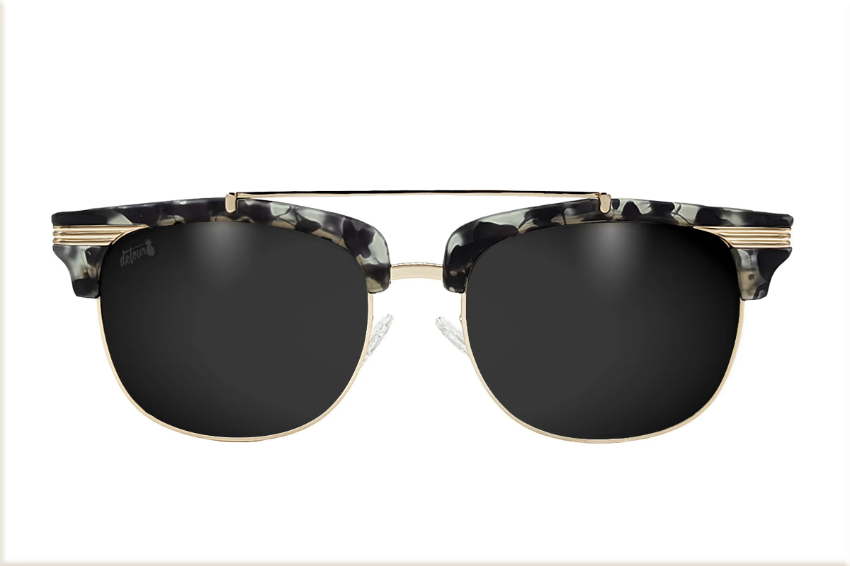 Matte Gray Tortoise Shell Gold - Jet Black Lens Polarized - Castaway