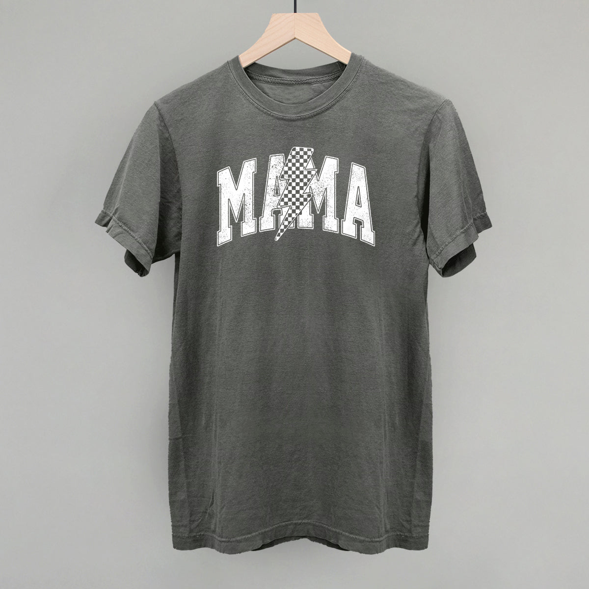 Mama Checkered Lightning Bolt Distressed