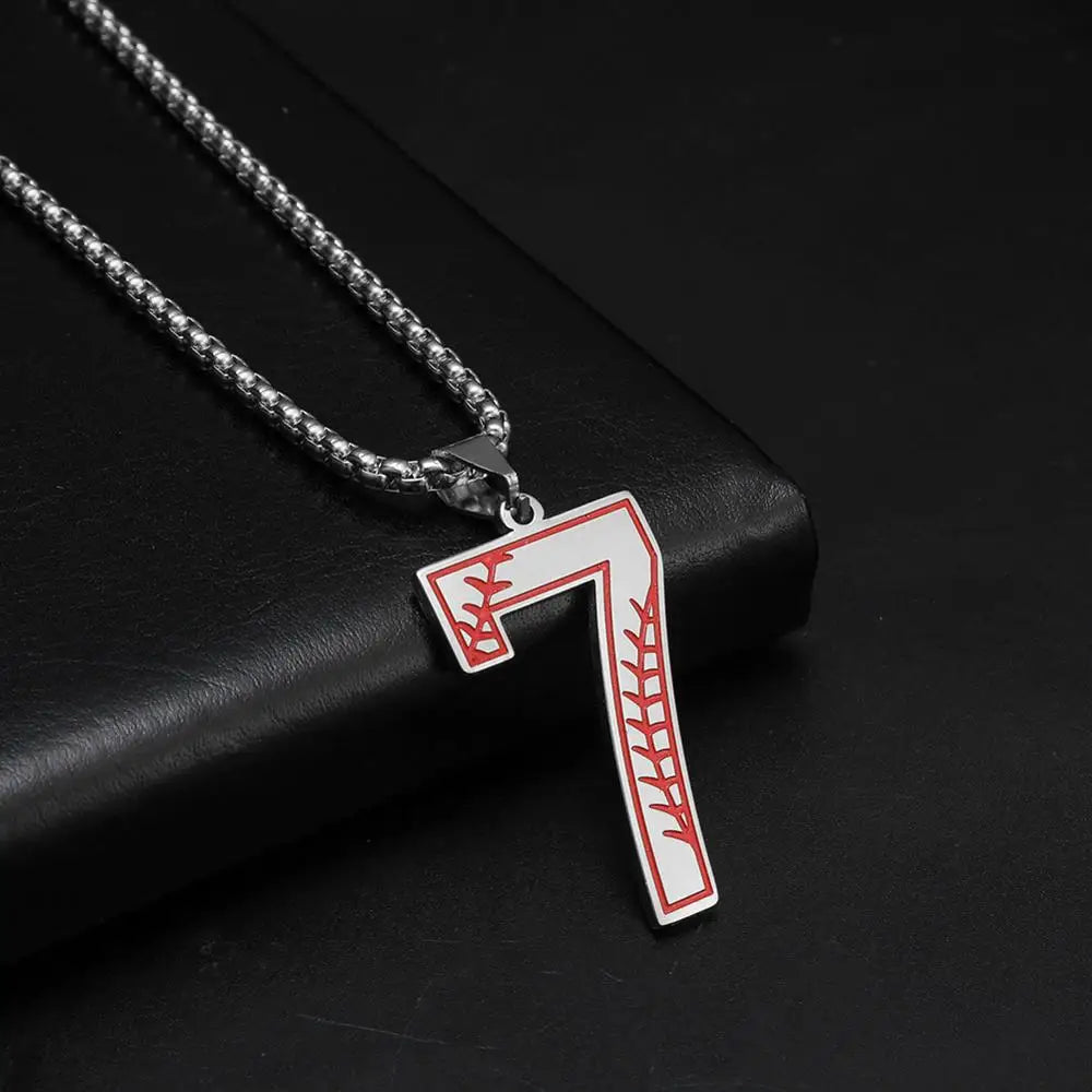 My Shape 0-9 Number Pendant Necklace for Men Boy Sport Basketball Figure Baseball Pattern Stainless Steel Necklaces Punk Jewelry