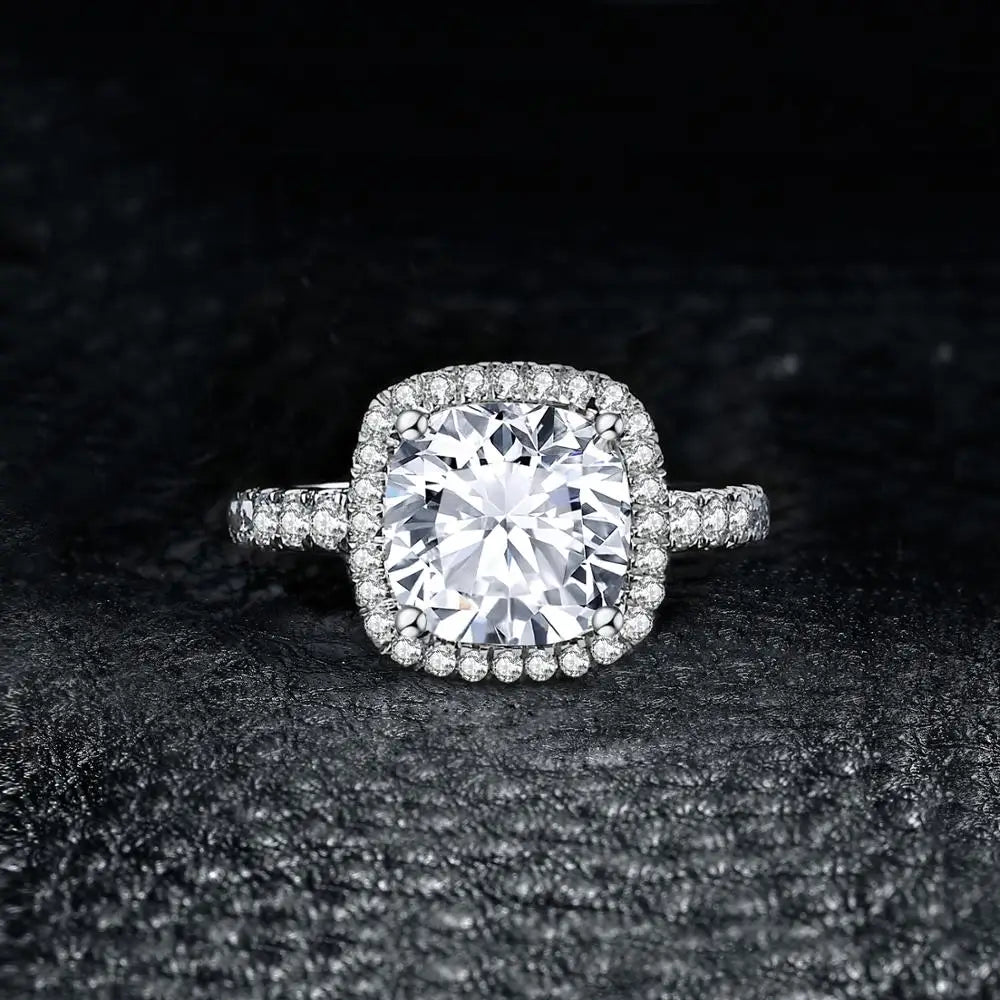JewelryPalace 925 Sterling Silver Wedding Engagement Ring for Women 3ct Halo Princess cut Simulated Diamond AAAAA CZ Bridal Ring