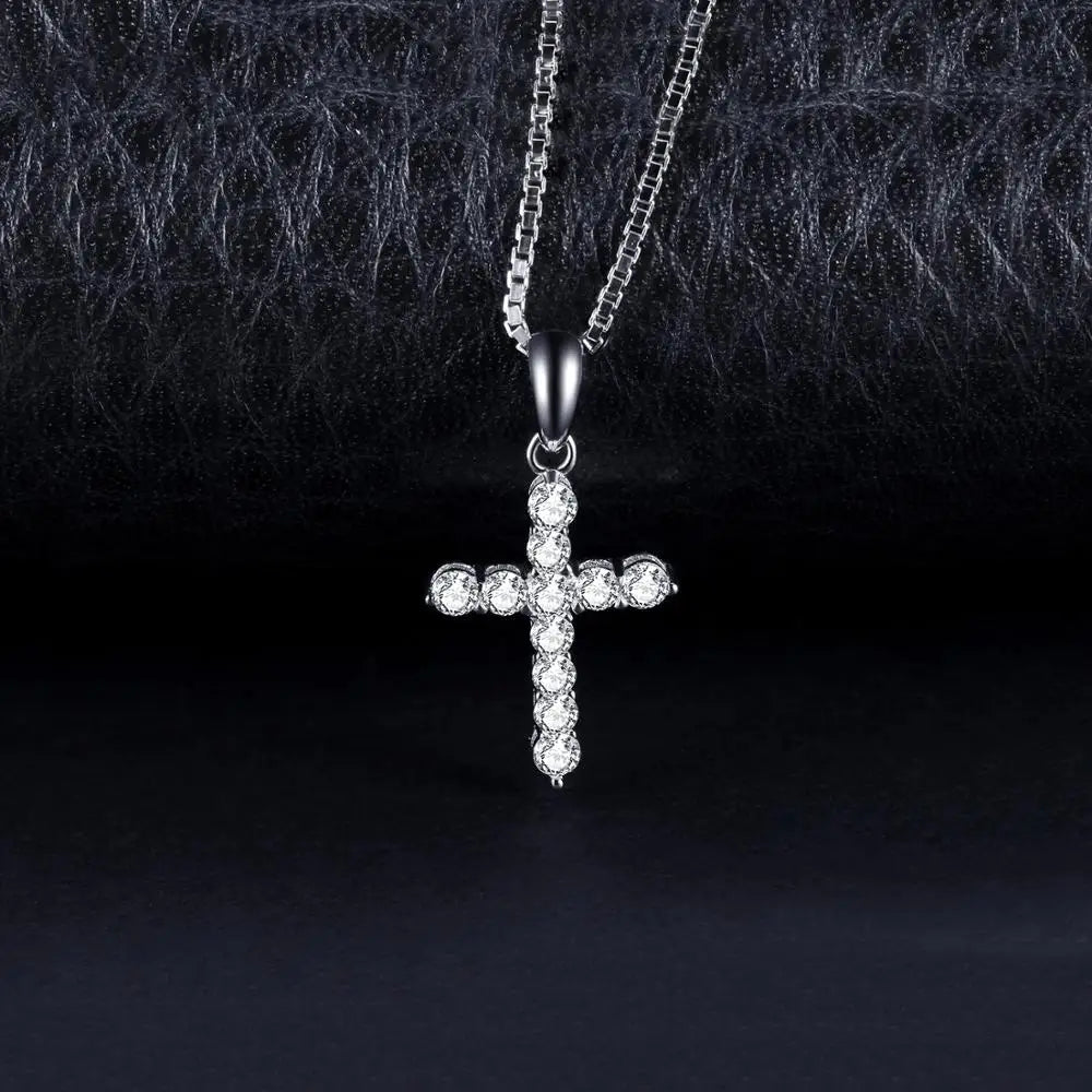 JewelryPalace Cross Sideway 925 Sterling Silver Cubic Zirconia Pendant Necklace for Women Yellow Gold Rose Gold Plated No Chain