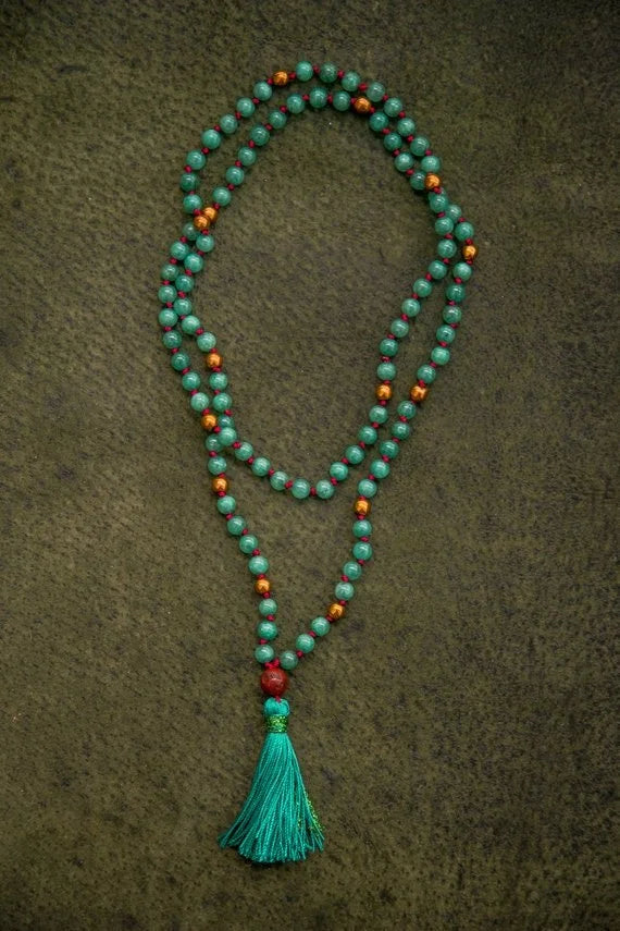 108 Angelite Mala Beads Throat Chakra Crystals Yoga Bracelet Chakra Crystals Yoga Necklace