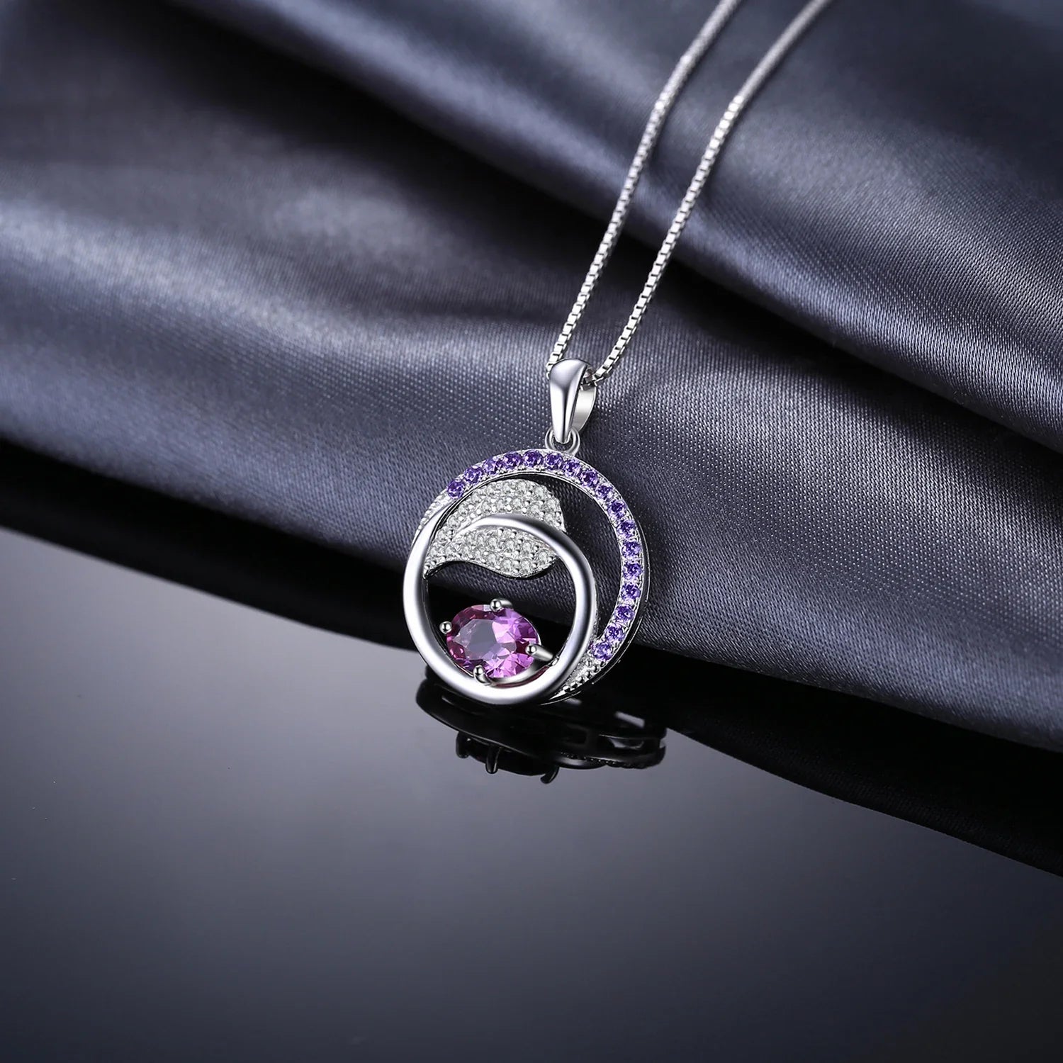 JewelryPalace Leaf 1ct Created Alexandrite Sapphire 925 Sterling Silver Pendant Necklace for Woman Gemstone Jewelry No Chain
