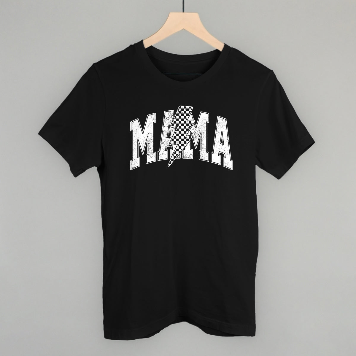 Mama Checkered Lightning Bolt Distressed