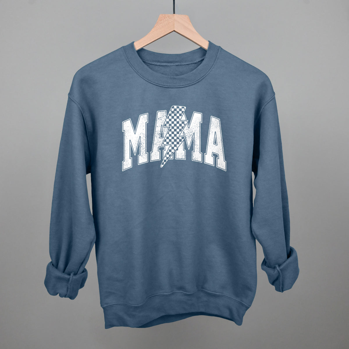Mama Checkered Lightning Bolt Distressed