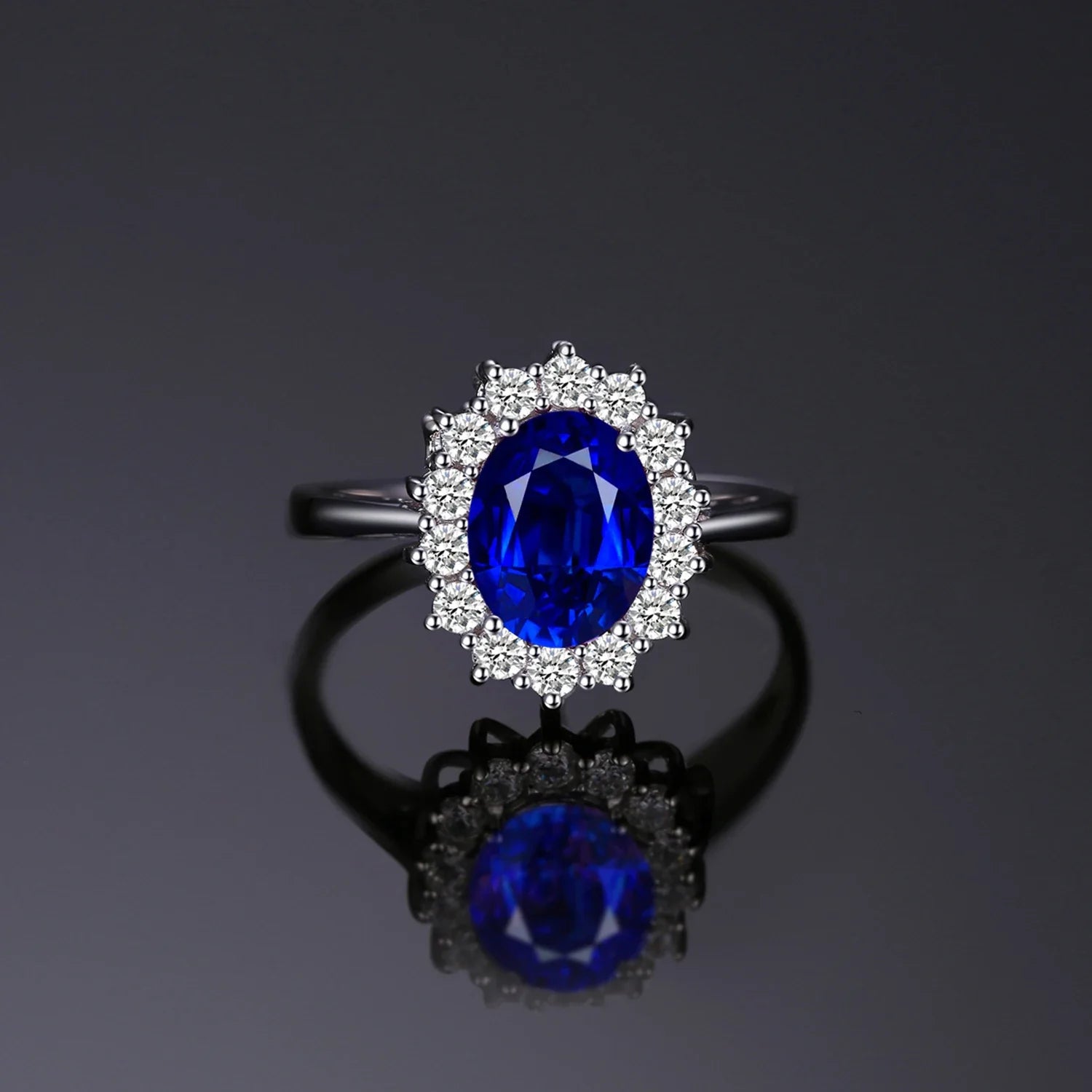 JewelryPalace Princess Diana Created Blue Sapphire 925 Sterling Silver Engagement Ring Ruby Natural Amethyst Citrine Blue Topaz