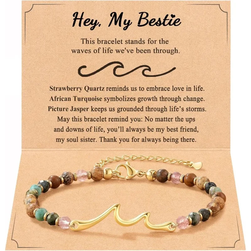 Meaningful Gifts Wave Bracelet,The Waves of Life We've been Through,Meaningful Graduation Gifts for Friends,Daughters,Classmates