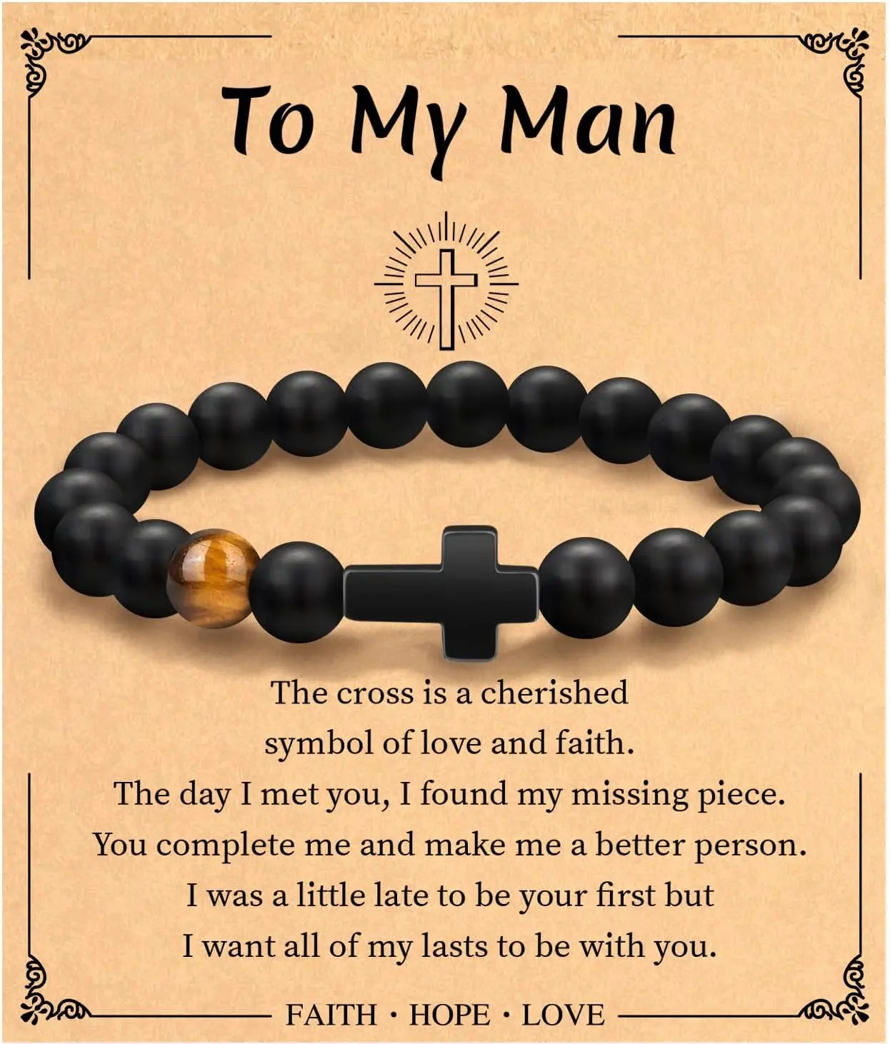 Easter Basket Stuffers Religious Cross Bracelet for Him Son Dad Man Inspirational Faith Jewelry