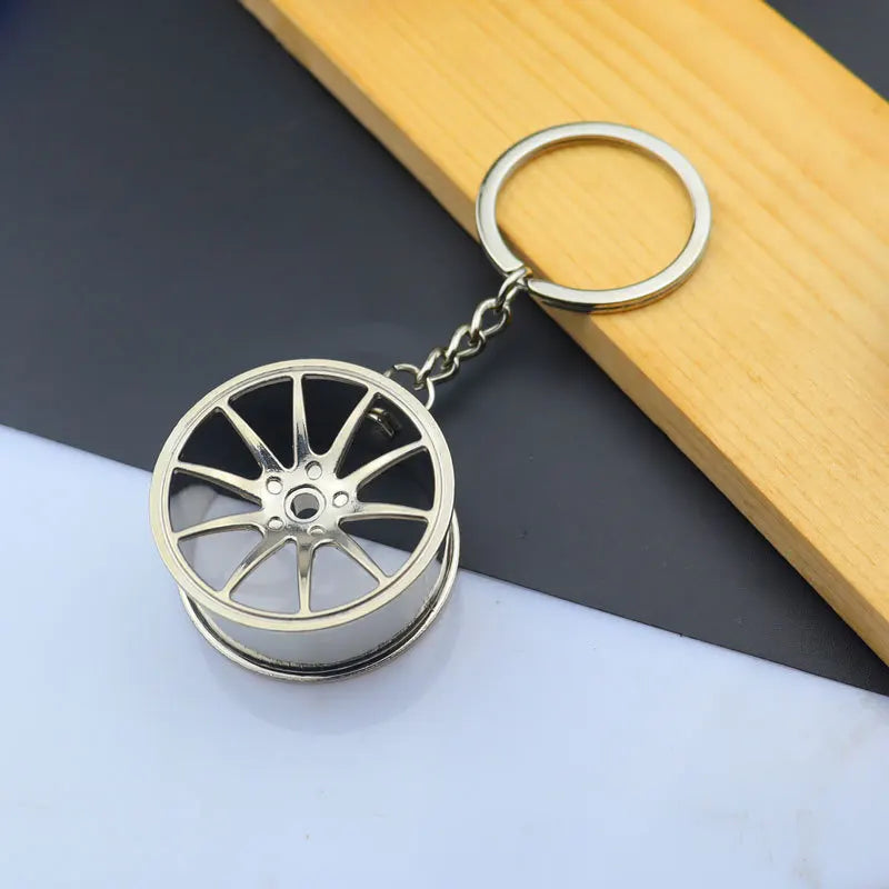 Creative Metal Mini Auto Parts Car Wheel Keychain Body Kit Enthusiast Keyring Accessories Key Ring Chain for Men Woman Gift