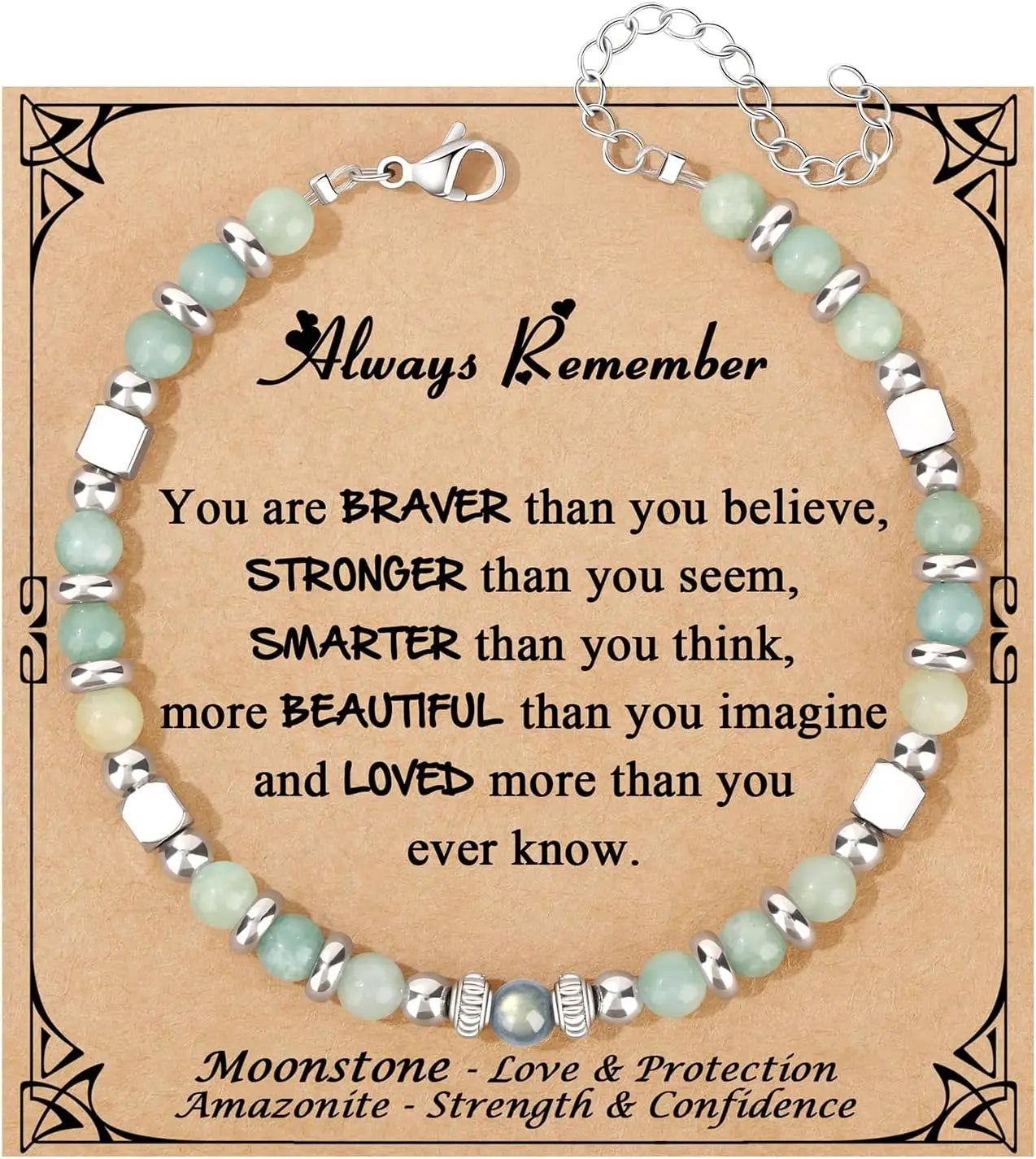 Mothers Day Birthday Christmas Valentines Graduation Gifts Amazonite Colorful Imperial Jasper Stainless Steel Beads Bracelets,