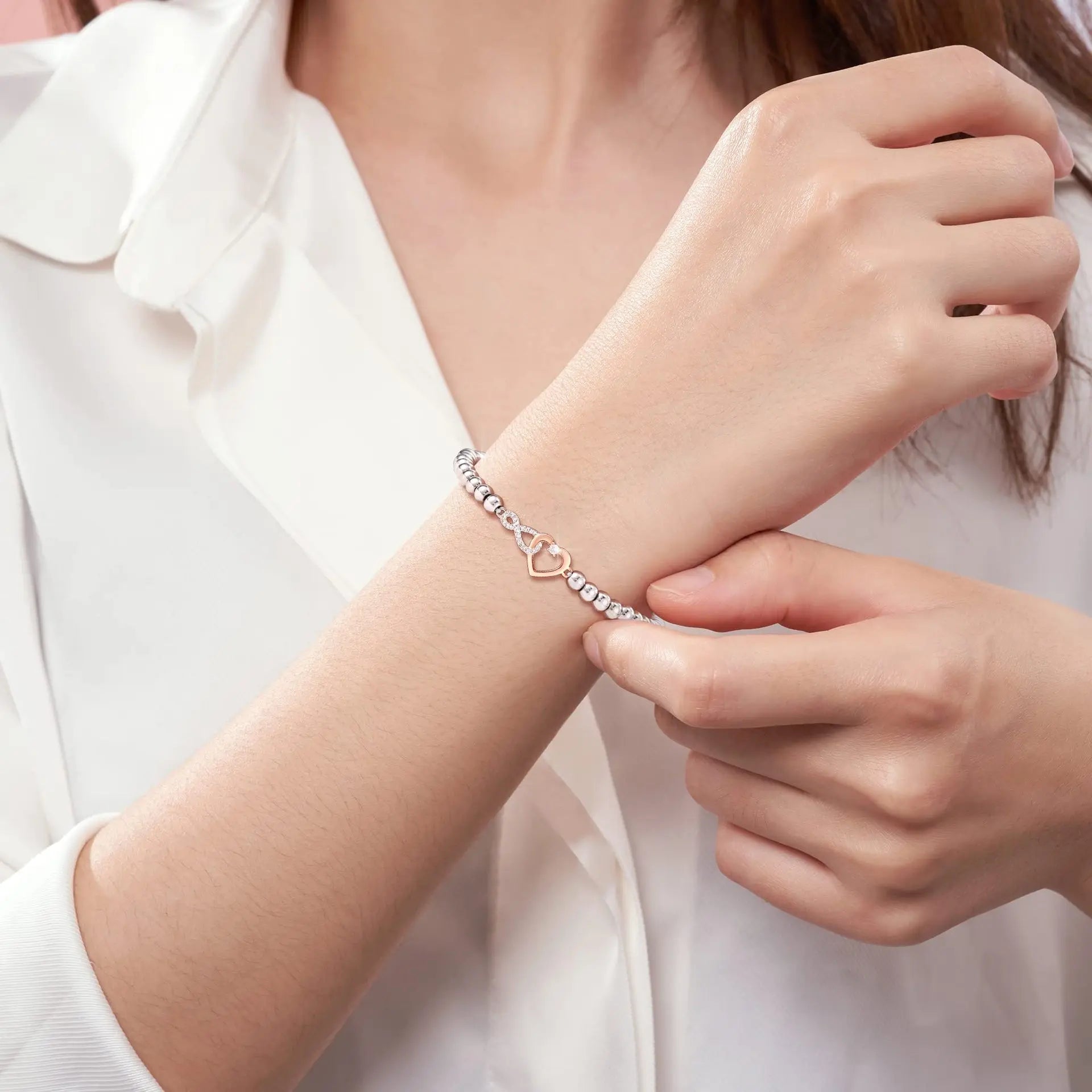 Love-filled diamond beaded bracelet, birthday jewelry gifts for wife, daughter, mother, grandmother, sister, mom, with cards