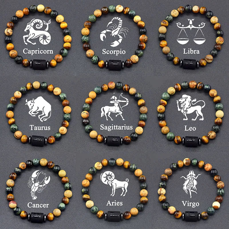 12 Constellation Signs Bracelet for Women Men 12 Zodiac Charm Bracelet Homme Capricorn Libra Leo Signs Jewelry on Hand Wholesale