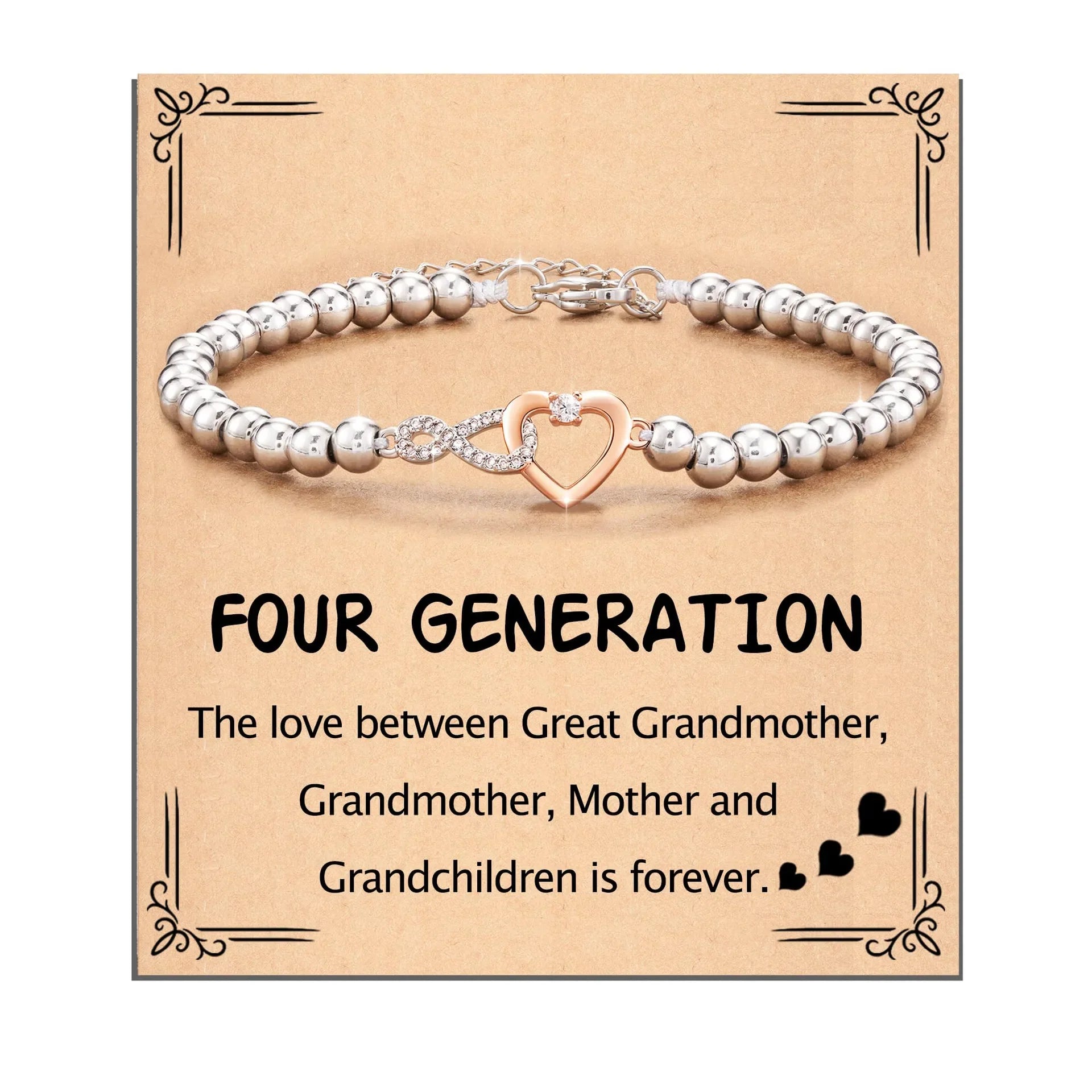 Love-filled diamond beaded bracelet, birthday jewelry gifts for wife, daughter, mother, grandmother, sister, mom, with cards