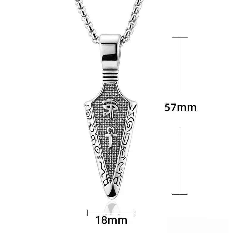 Horus Eye Anka Spearhead Titanium Steel Necklace Carbon Fiber Stainless Steel Men's Pendant Gift for Men Women