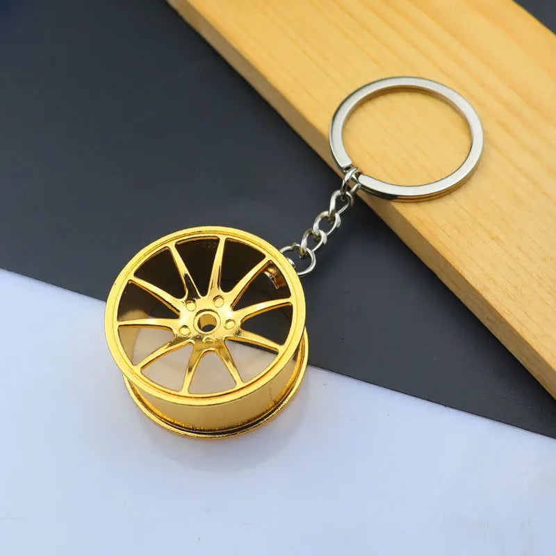 Creative Metal Mini Auto Parts Car Wheel Keychain Body Kit Enthusiast Keyring Accessories Key Ring Chain for Men Woman Gift