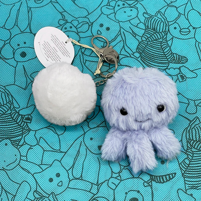 Golf Ball Plush Keychain, Jellyfish Keychain, Macaron Plush Toy, Cherry, Black Storm Cloud Plush JC Bag Charm