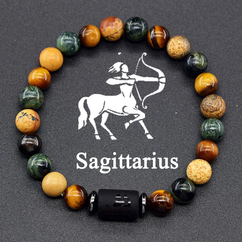 12 Constellation Signs Bracelet for Women Men 12 Zodiac Charm Bracelet Homme Capricorn Libra Leo Signs Jewelry on Hand Wholesale