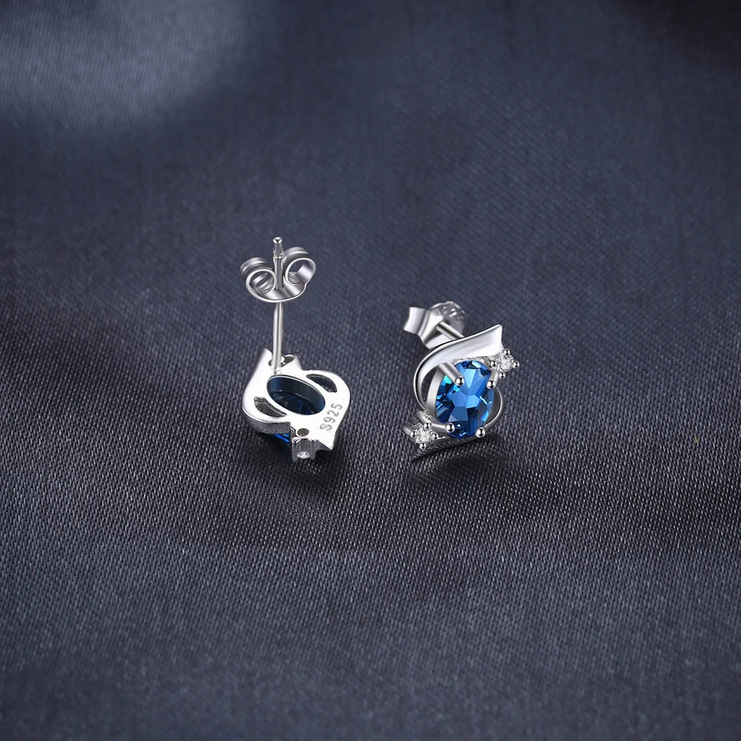 JewelryPalace Oval 1.1ct Natural London Blue Topaz 925 Sterling Silver Stud Earrings for Woman Fashion Fine Jewelry Luxury Gift