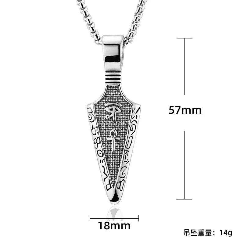 Horus Eye Anka Spearhead Titanium Steel Necklace Carbon Fiber Stainless Steel Men's Pendant Gift for Men Women