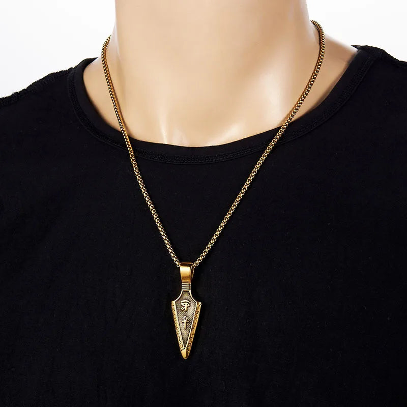 Horus Eye Anka Spearhead Titanium Steel Necklace Carbon Fiber Stainless Steel Men's Pendant Gift for Men Women