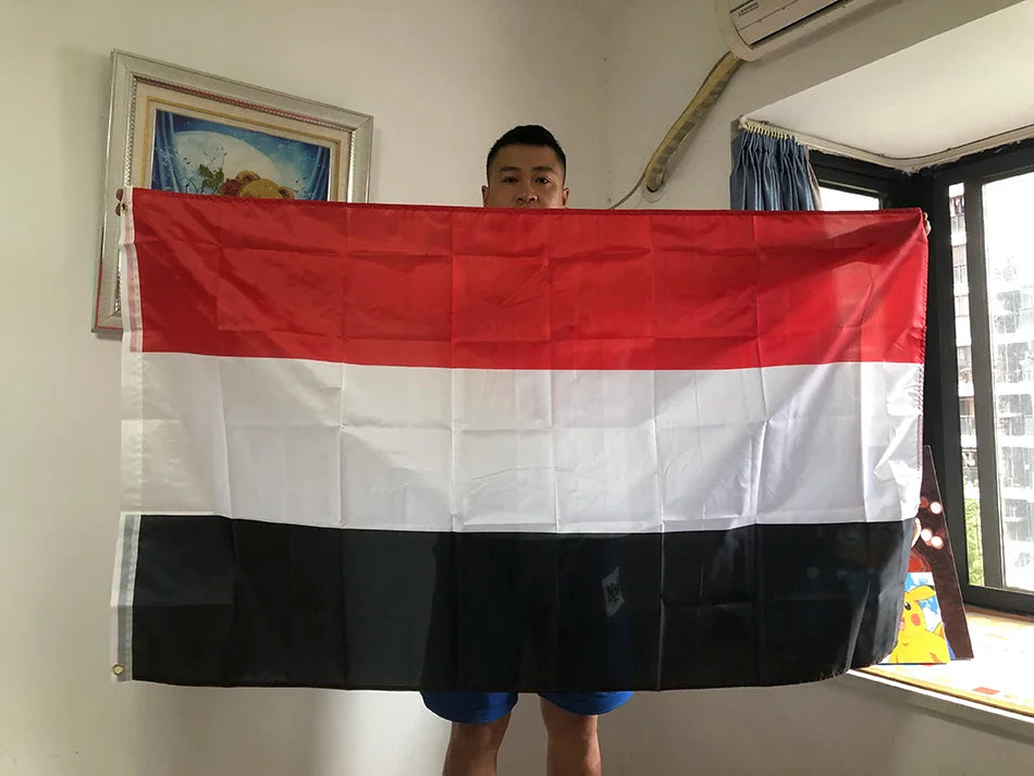 SKY FLAG Yemen flag 90 x 150cm high quality polyester double side penetration Yemen flag Banner Hanging National flags
