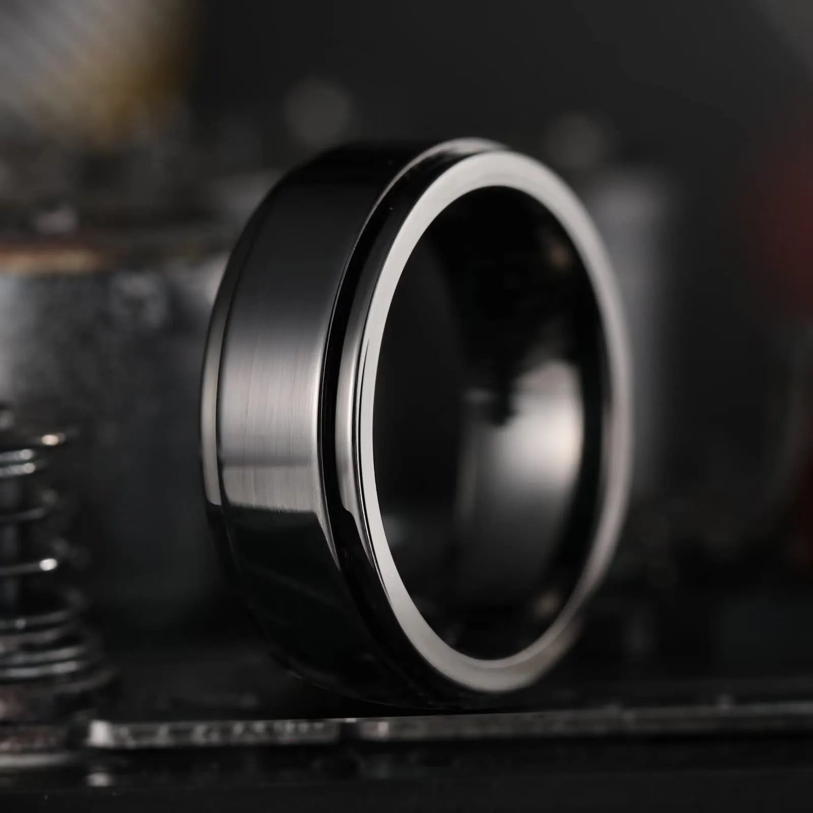 Stainless Steel Anxiety Fidget Spinner Rings for Men Cool Punk Spinning Rotate Rings for men Anti Stress Wedding Band Jewelry