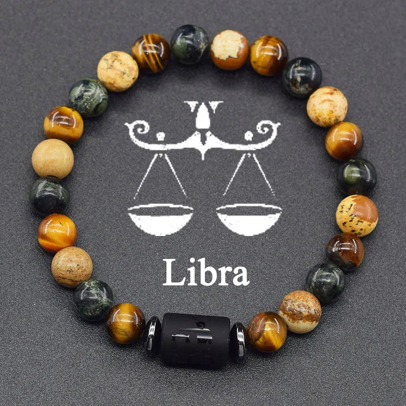 12 Constellation Signs Bracelet for Women Men 12 Zodiac Charm Bracelet Homme Capricorn Libra Leo Signs Jewelry on Hand Wholesale
