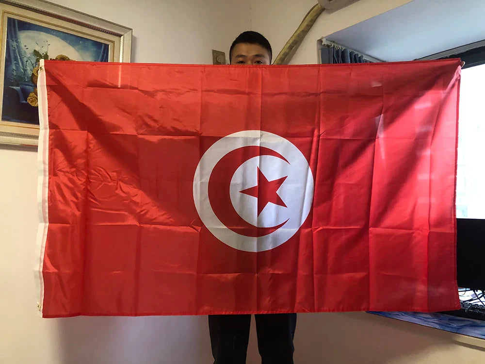 Tunisia flag 90x150cm Tunisie Flag Home Decorative Flags Banners 3x5 Feet National Flag Polyester outdoor Hanging Flying Flag