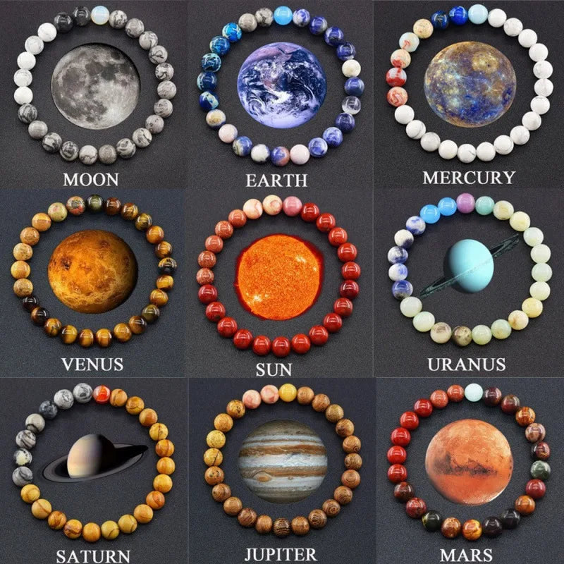 Popular Planet Bracelet Nine Natural Stones Bracelet New Sun Saturn Universe Planet Bracelet Holiday Gift