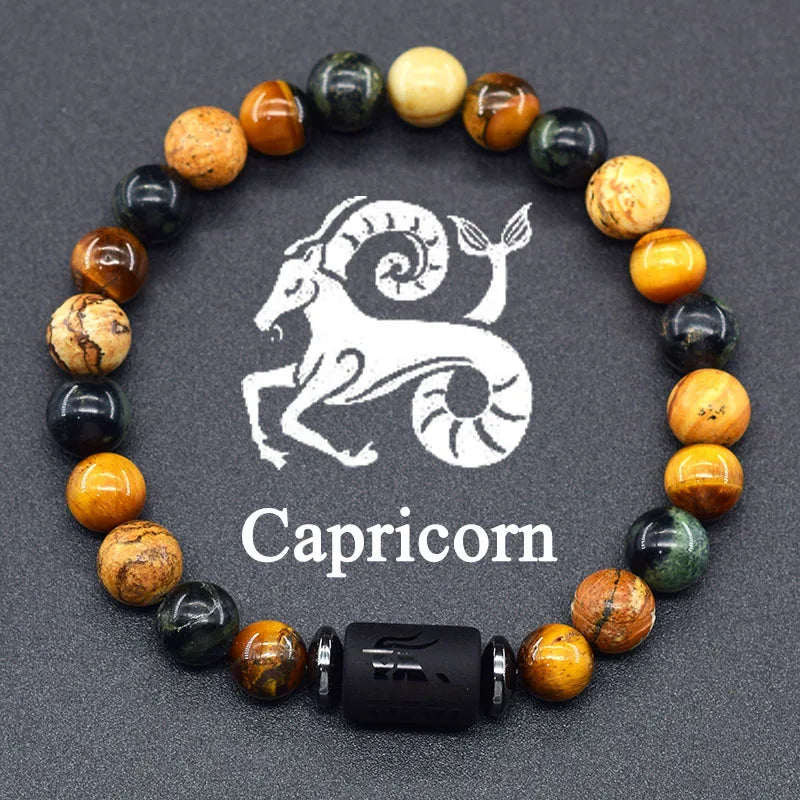 12 Constellation Signs Bracelet for Women Men 12 Zodiac Charm Bracelet Homme Capricorn Libra Leo Signs Jewelry on Hand Wholesale