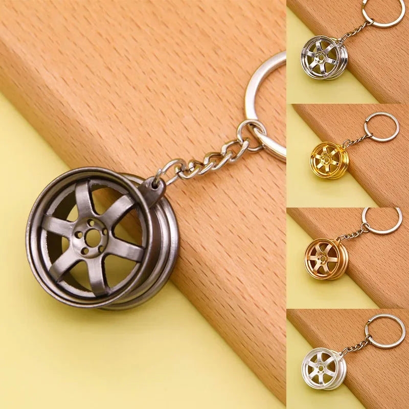 Creative Gear Head Keychain Speed Gearbox Keyring for Car Key Turbo Hub Brake Disc Pendant Shock Absorber Keys Holder Chain Ring