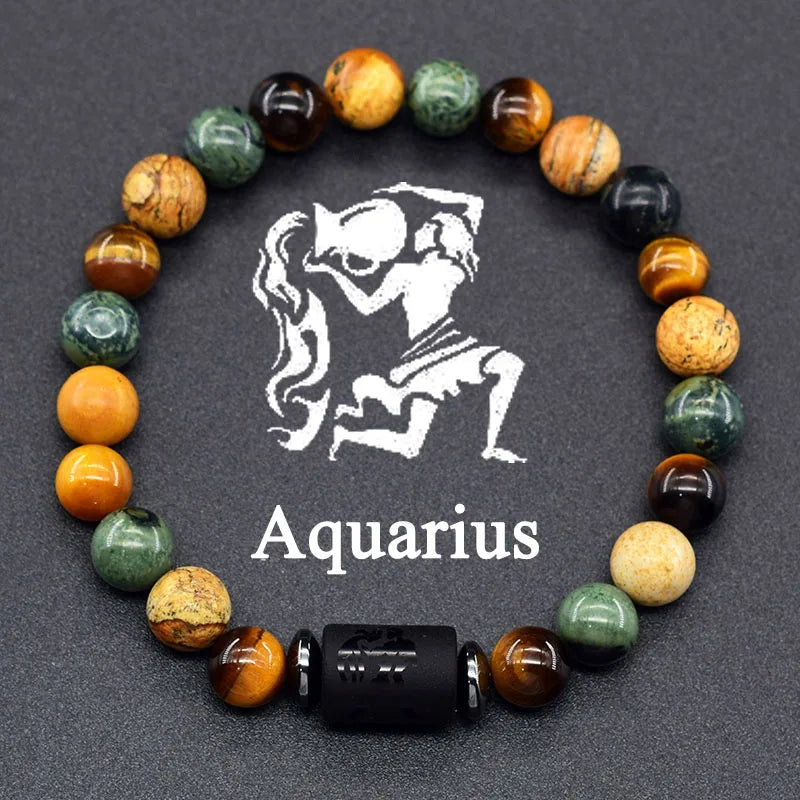 12 Constellation Signs Bracelet for Women Men 12 Zodiac Charm Bracelet Homme Capricorn Libra Leo Signs Jewelry on Hand Wholesale