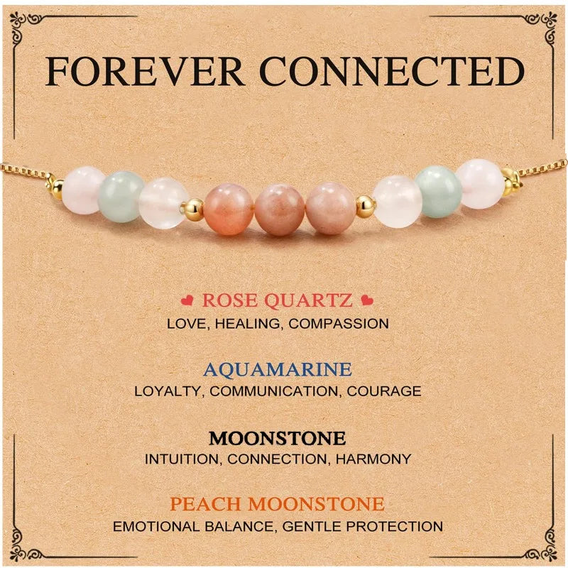 Natural Stone Moonstone Stainless Steel Bracelet Female, Adjustable, Gift for Mother sisters's Anniversary Friendship Jewelry
