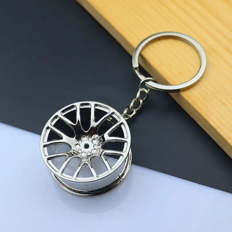 Creative Metal Mini Auto Parts Car Wheel Keychain Body Kit Enthusiast Keyring Accessories Key Ring Chain for Men Woman Gift