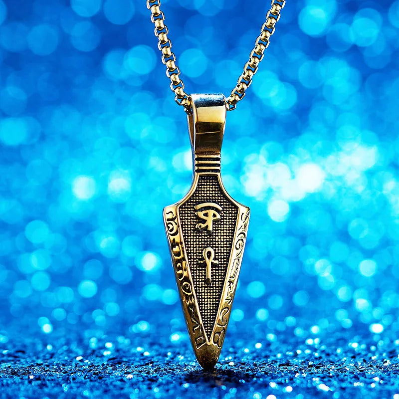 Horus Eye Anka Spearhead Titanium Steel Necklace Carbon Fiber Stainless Steel Men's Pendant Gift for Men Women